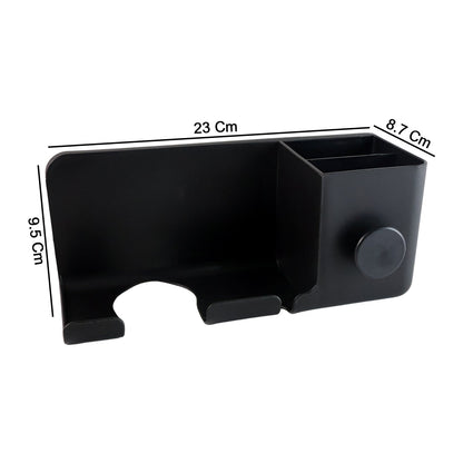 Wall Mounted Hair Dryer Holder with Multipurpose Organizer Shelf and Hook